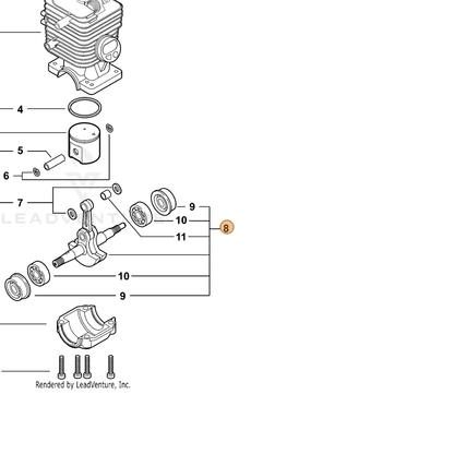 ECHO part P021015072 — IPL diagram snippet (6x zoom, amber highlight)