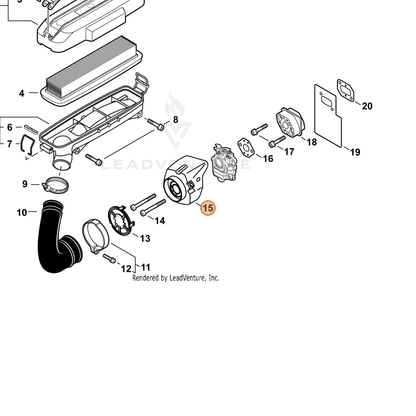 ECHO part P021015140 — IPL diagram snippet (6x zoom, amber highlight)