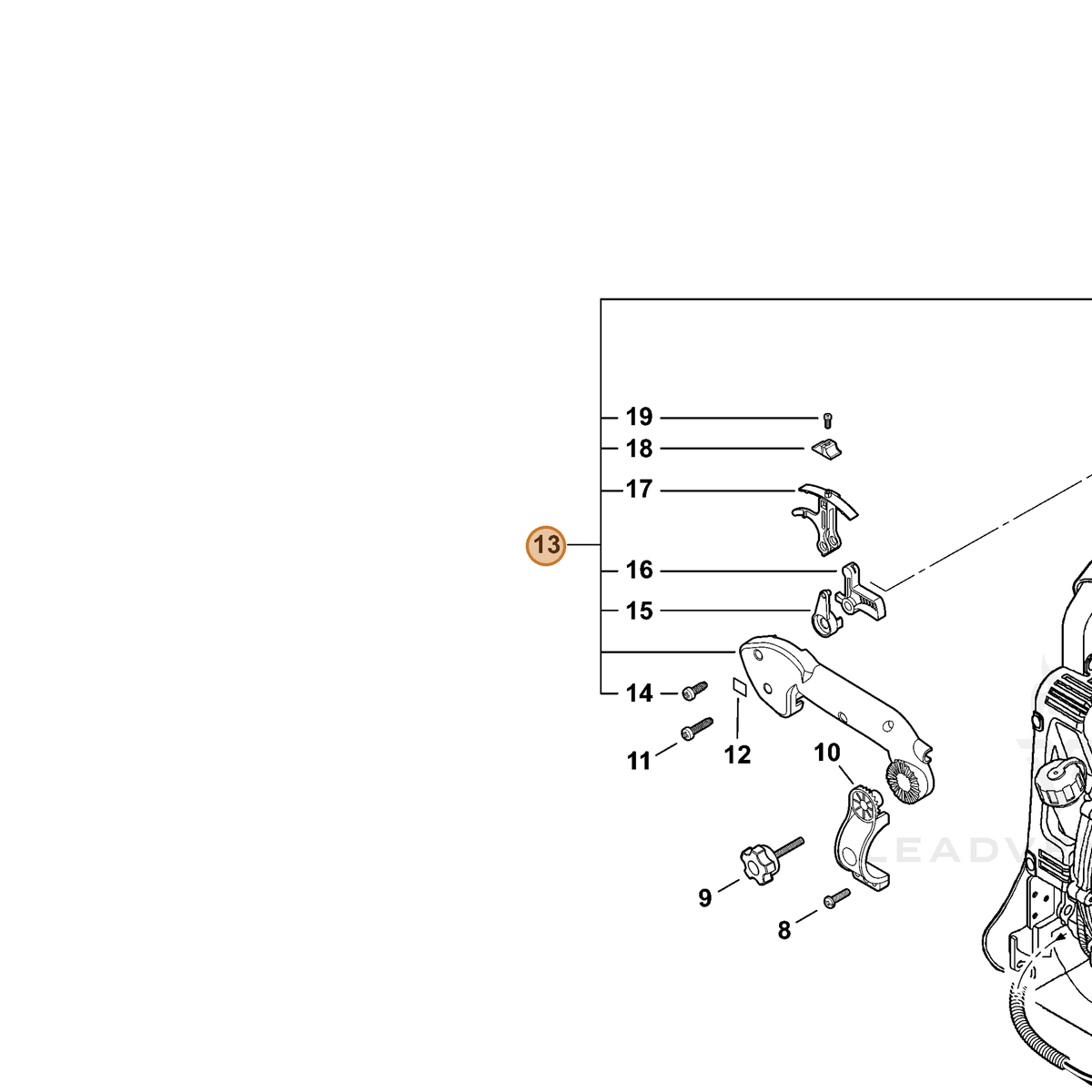 ECHO part P021015224 — IPL diagram snippet (6x zoom, amber highlight)