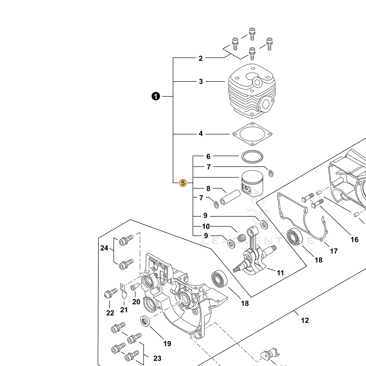 ECHO part P021015290 — IPL diagram snippet (6x zoom, amber highlight)