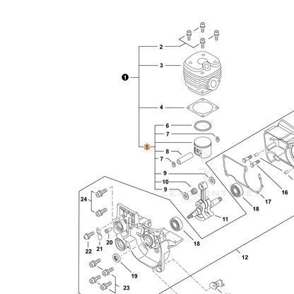 ECHO part P021015290 — IPL diagram snippet (6x zoom, amber highlight)