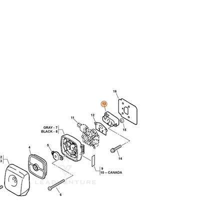 ECHO part P021015350 — IPL diagram snippet (6x zoom, amber highlight)