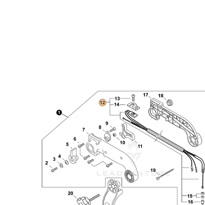 ECHO part P021015390 — IPL diagram snippet (6x zoom, amber highlight)