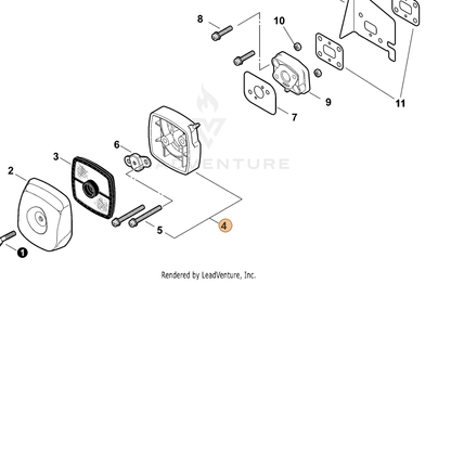 ECHO part P021015410 — IPL diagram snippet (6x zoom, amber highlight)