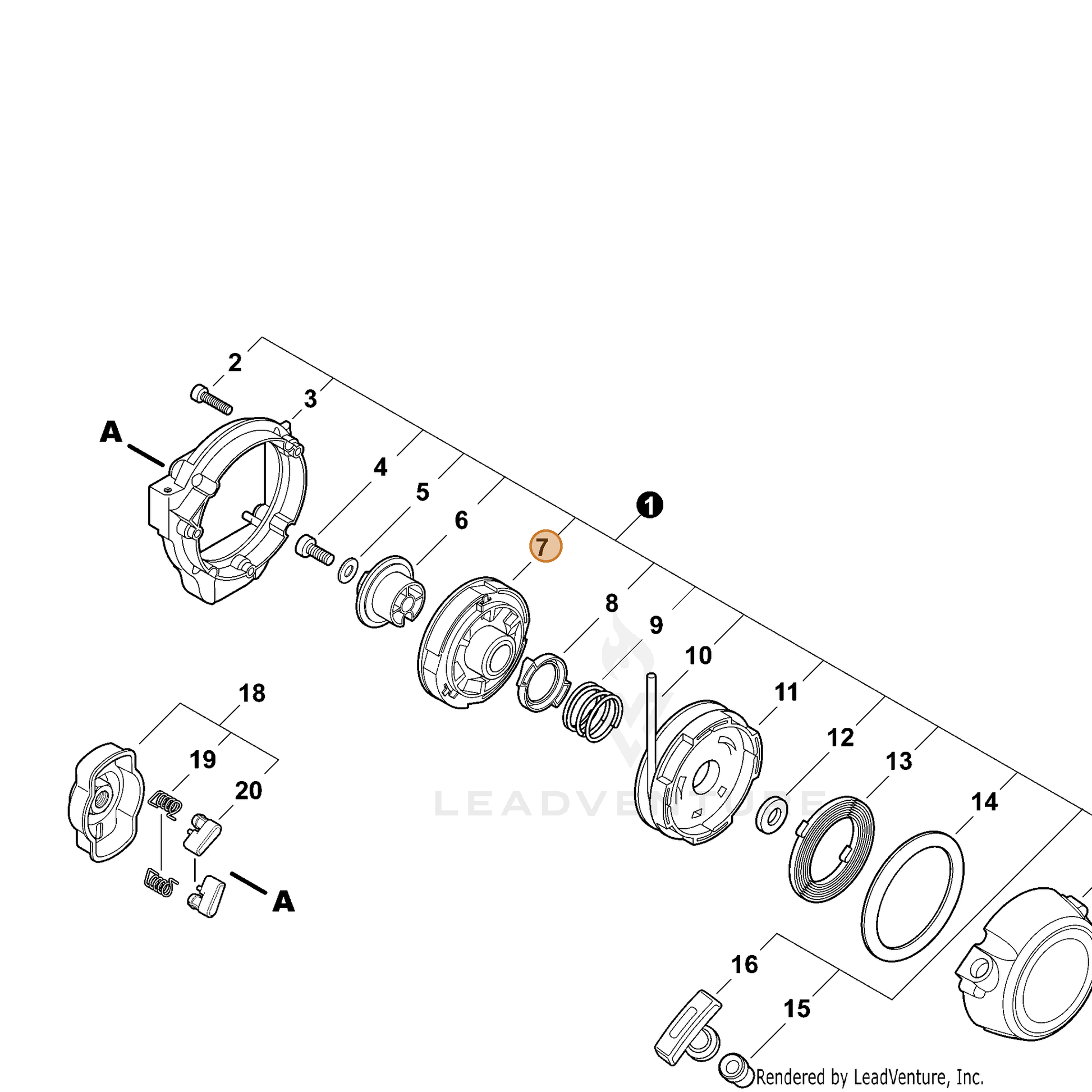 ECHO part P021015540 — IPL diagram snippet (6x zoom, amber highlight)