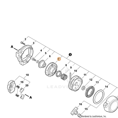 ECHO part P021015540 — IPL diagram snippet (6x zoom, amber highlight)