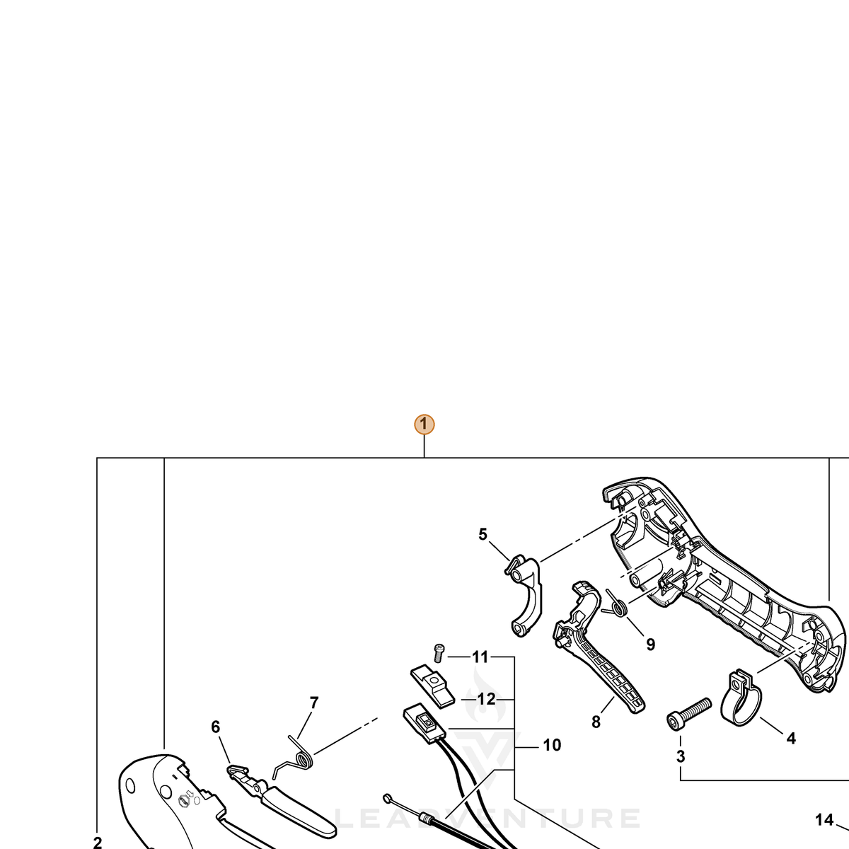 ECHO part P021015640 — IPL diagram snippet (6x zoom, amber highlight)