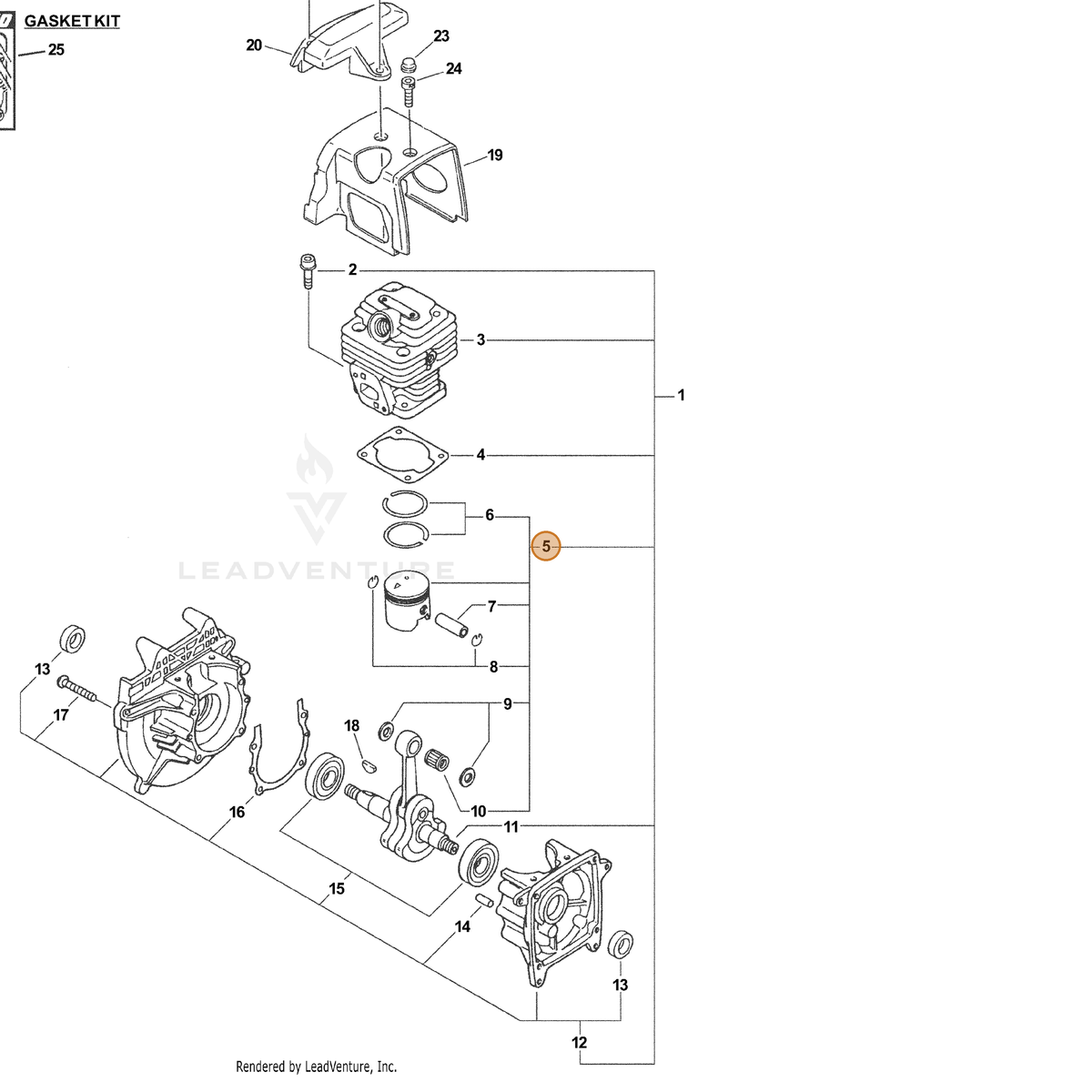 ECHO part P021015780 — IPL diagram snippet (6x zoom, amber highlight)