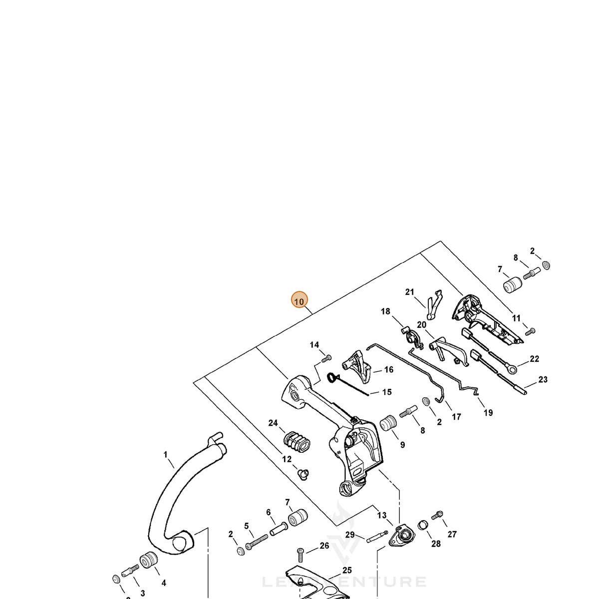ECHO part P021015860 — IPL diagram snippet (6x zoom, amber highlight)
