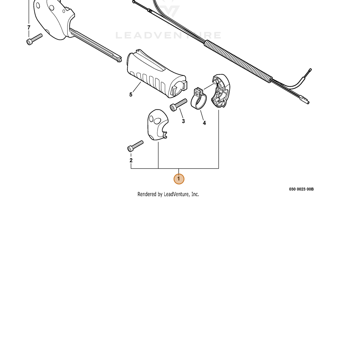ECHO part P021015910 — IPL diagram snippet (6x zoom, amber highlight)