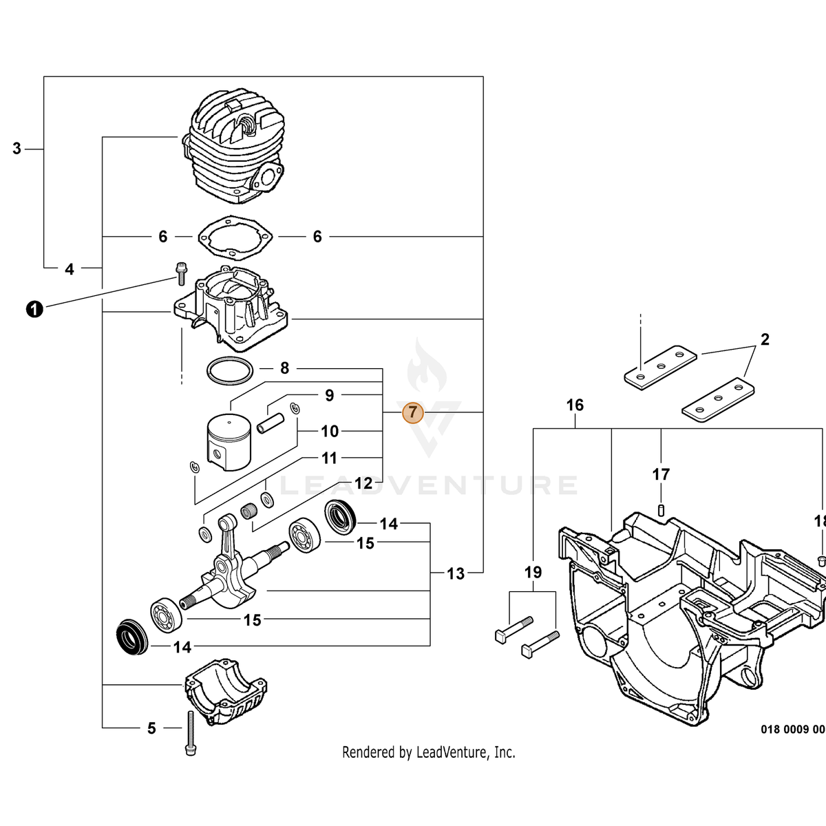 ECHO part P021016160 — IPL diagram snippet (6x zoom, amber highlight)