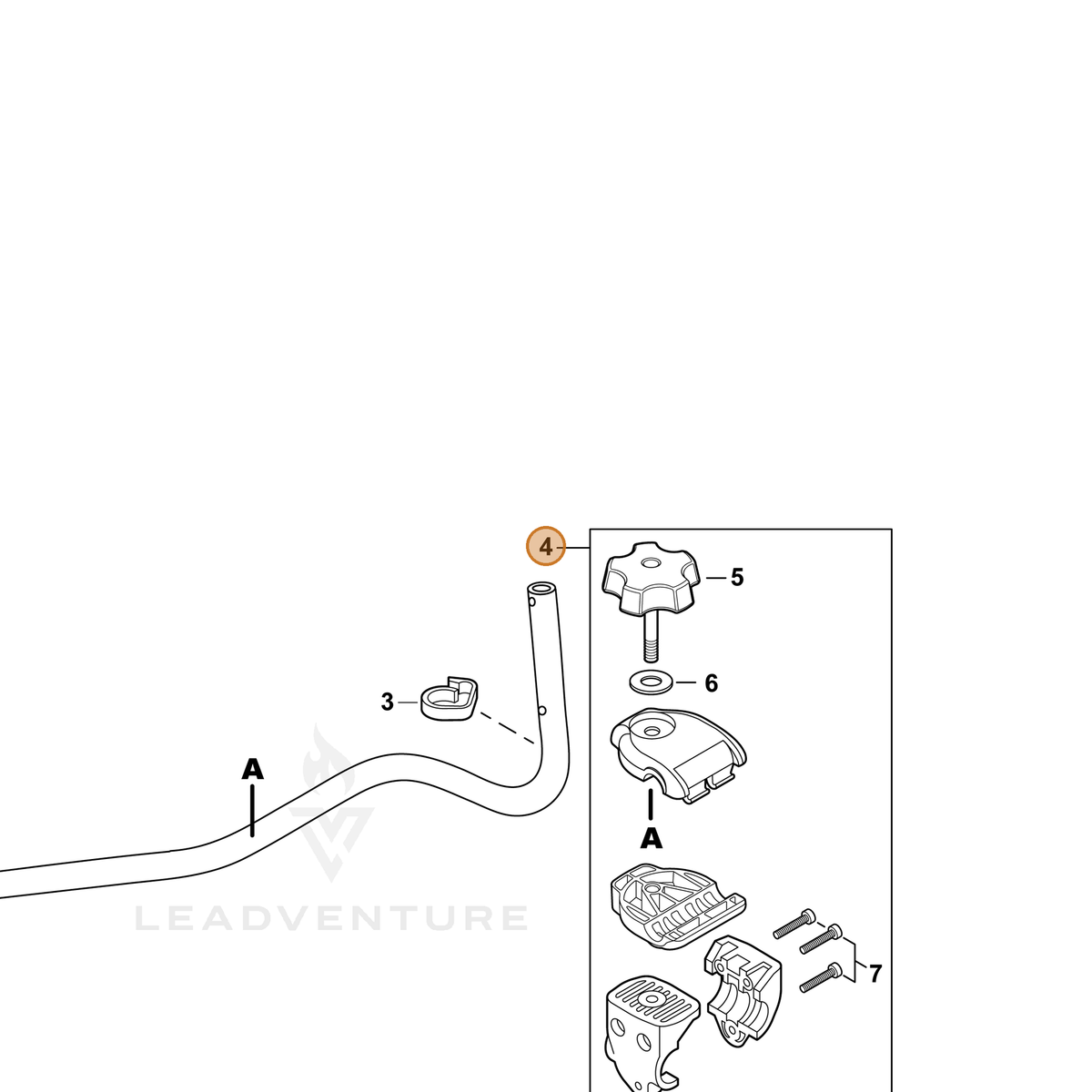 ECHO part P021016232 — IPL diagram snippet (6x zoom, amber highlight)