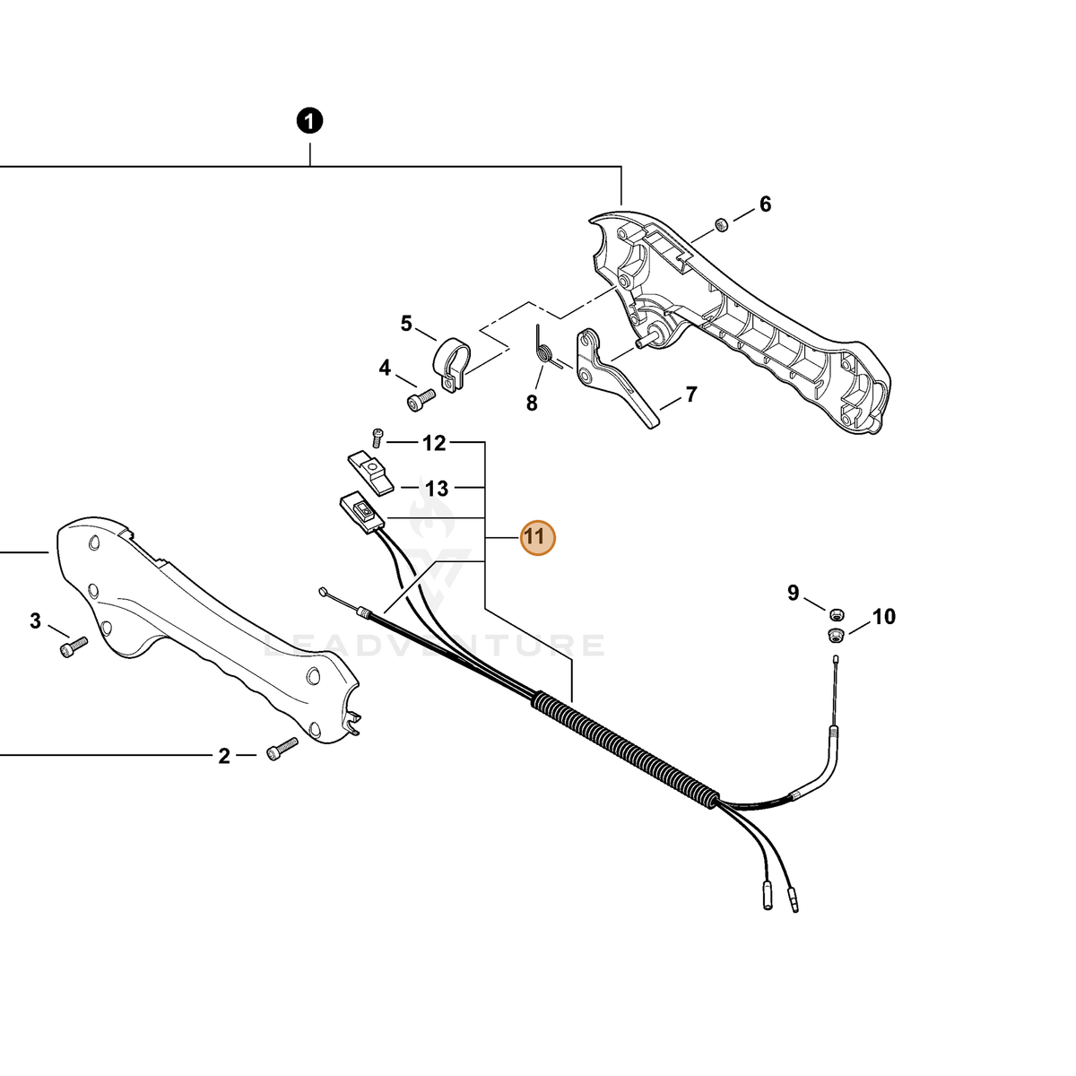 ECHO part P021016290 — IPL diagram snippet (6x zoom, amber highlight)