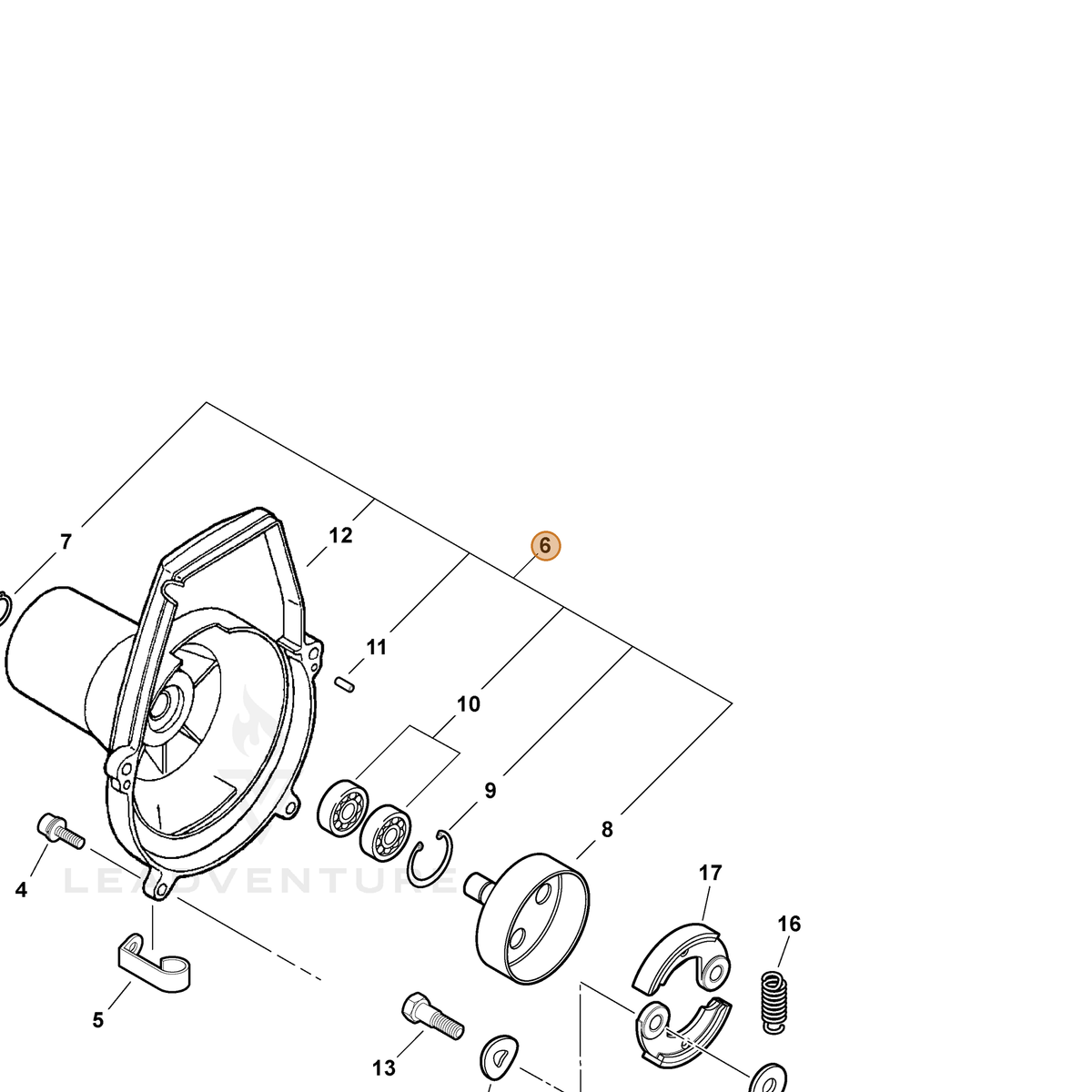 ECHO part P021016420 — IPL diagram snippet (6x zoom, amber highlight)