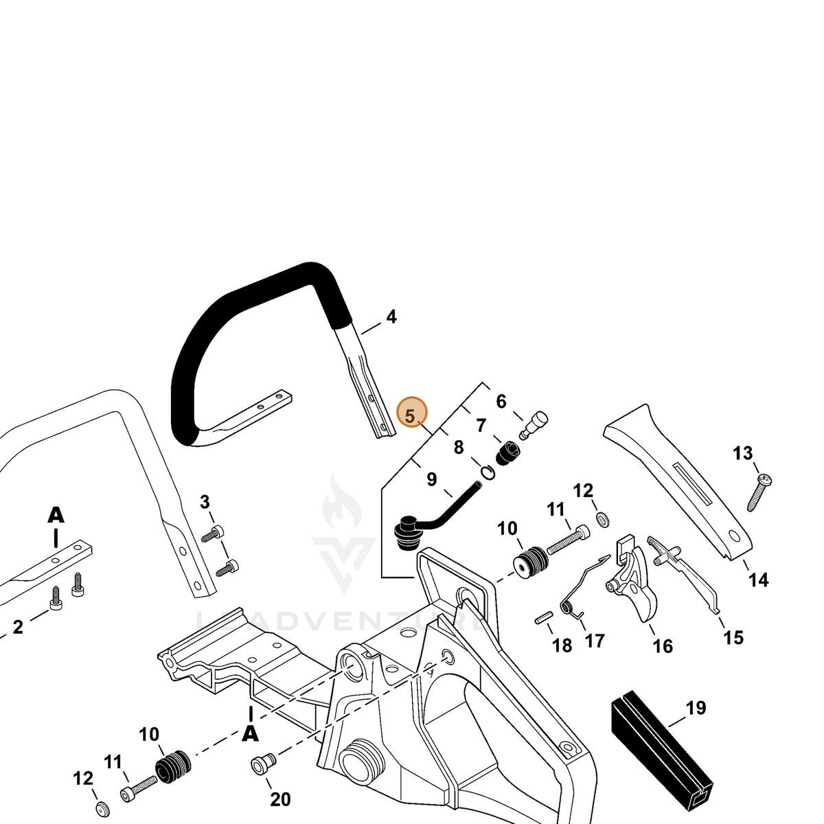 ECHO part P021016453 — IPL diagram snippet (6x zoom, amber highlight)