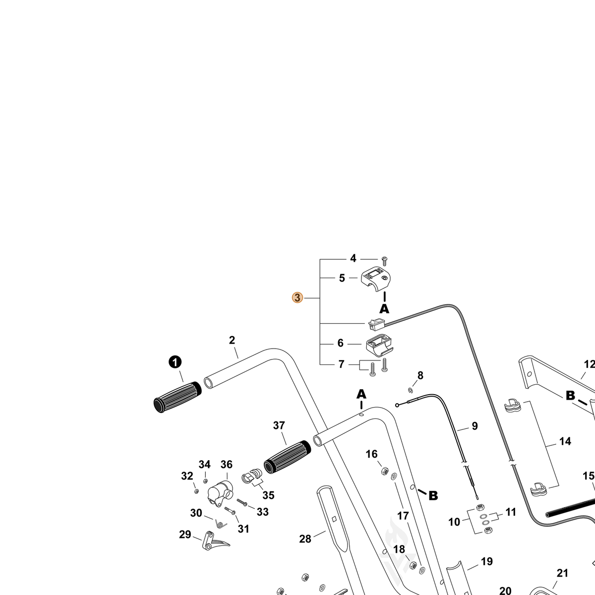 ECHO part P021016460 — IPL diagram snippet (6x zoom, amber highlight)