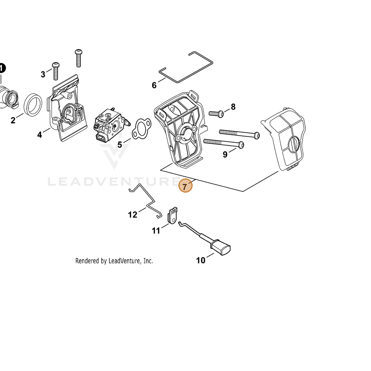 ECHO part P021016500 — IPL diagram snippet (6x zoom, amber highlight)