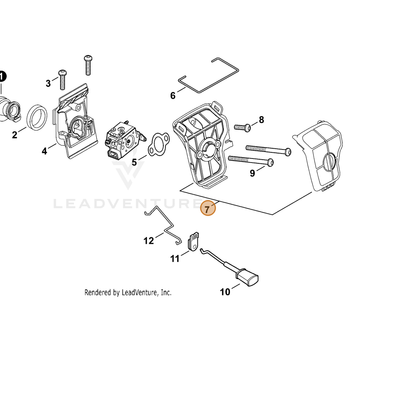 ECHO part P021016500 — IPL diagram snippet (6x zoom, amber highlight)