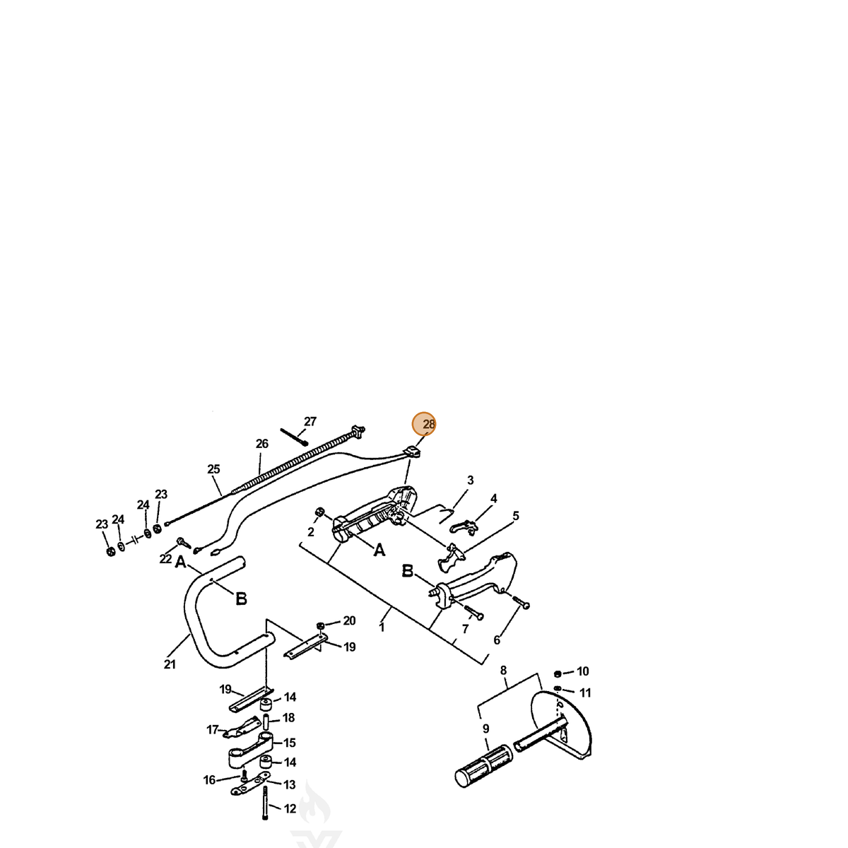 ECHO part P021017150 — IPL diagram snippet (6x zoom, amber highlight)