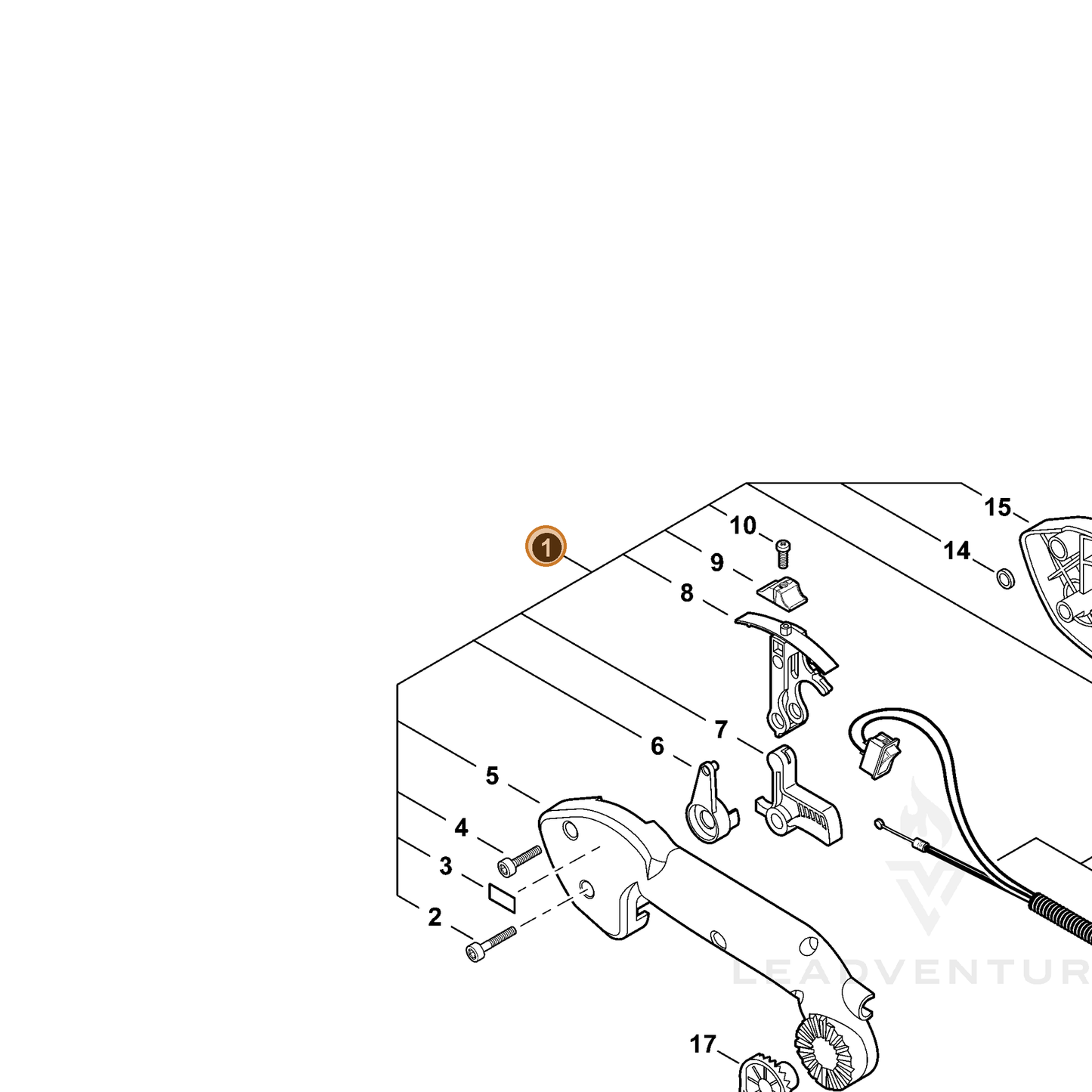 ECHO part P021017295 — IPL diagram snippet (6x zoom, amber highlight)