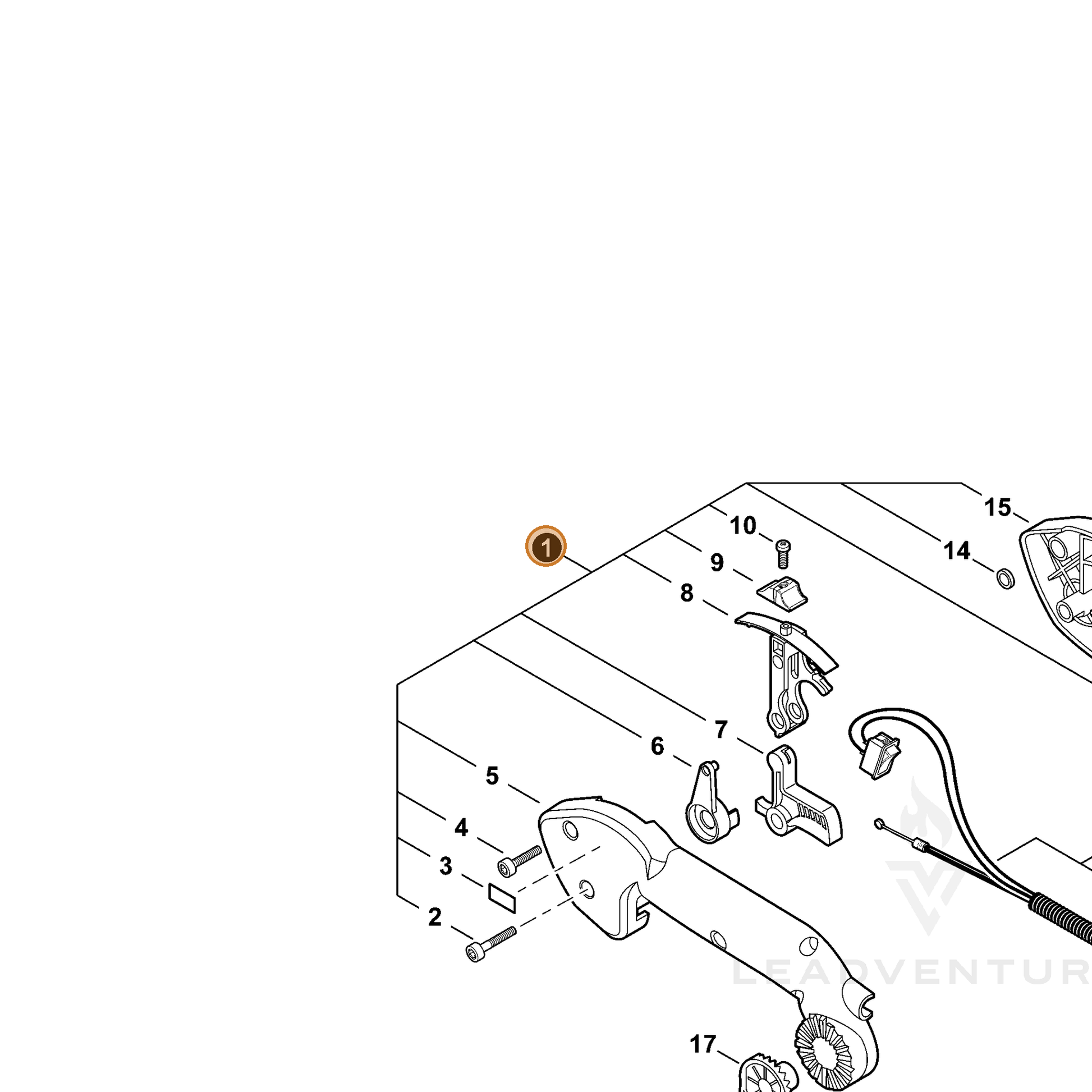 ECHO part P021017295 — IPL diagram snippet (6x zoom, amber highlight)
