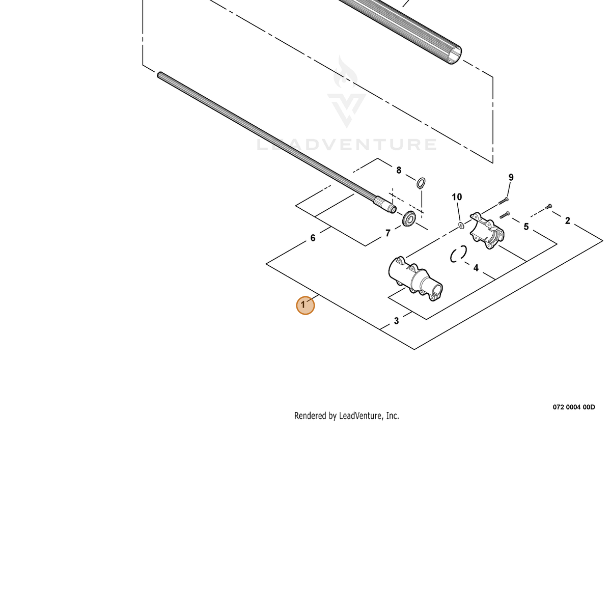 ECHO part P021017332 — IPL diagram snippet (6x zoom, amber highlight)