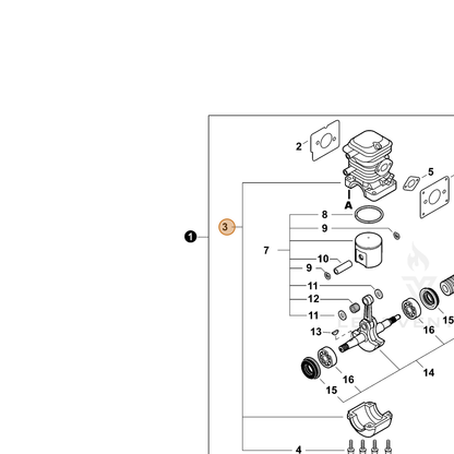 ECHO part P021017370 — IPL diagram snippet (6x zoom, amber highlight)