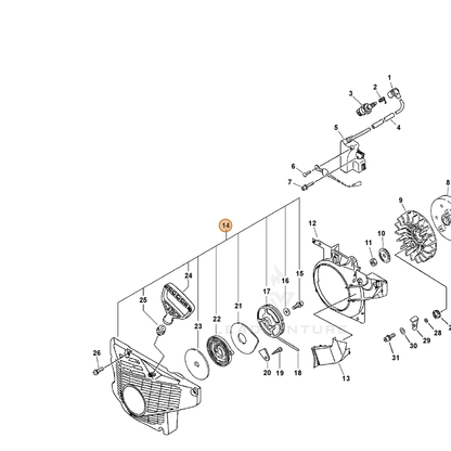 ECHO part P021017380 — IPL diagram snippet (6x zoom, amber highlight)