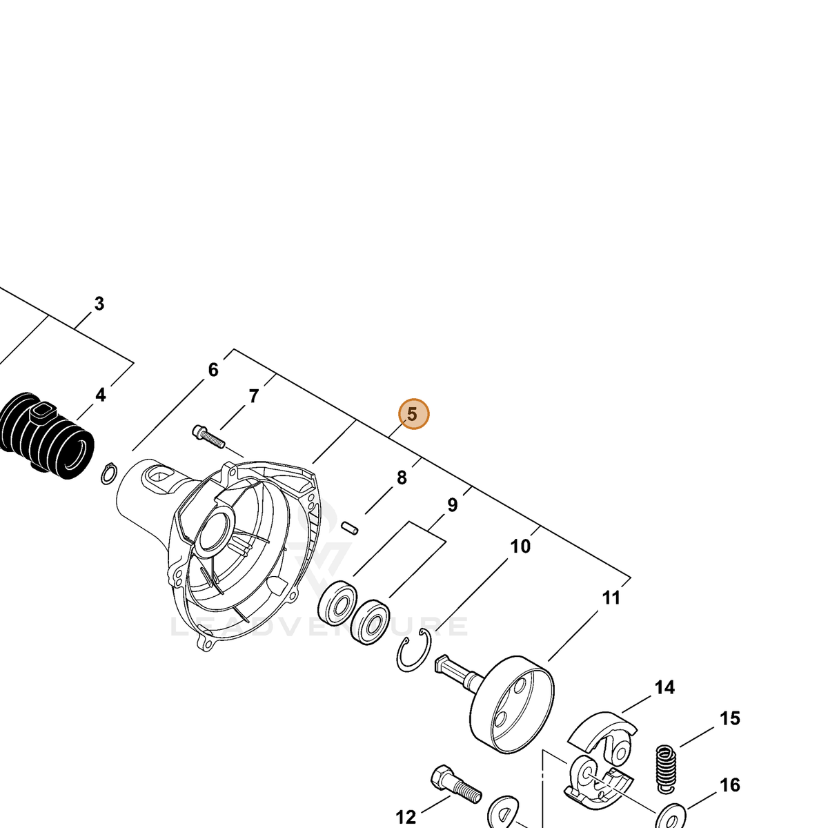 ECHO part P021017420 — IPL diagram snippet (6x zoom, amber highlight)