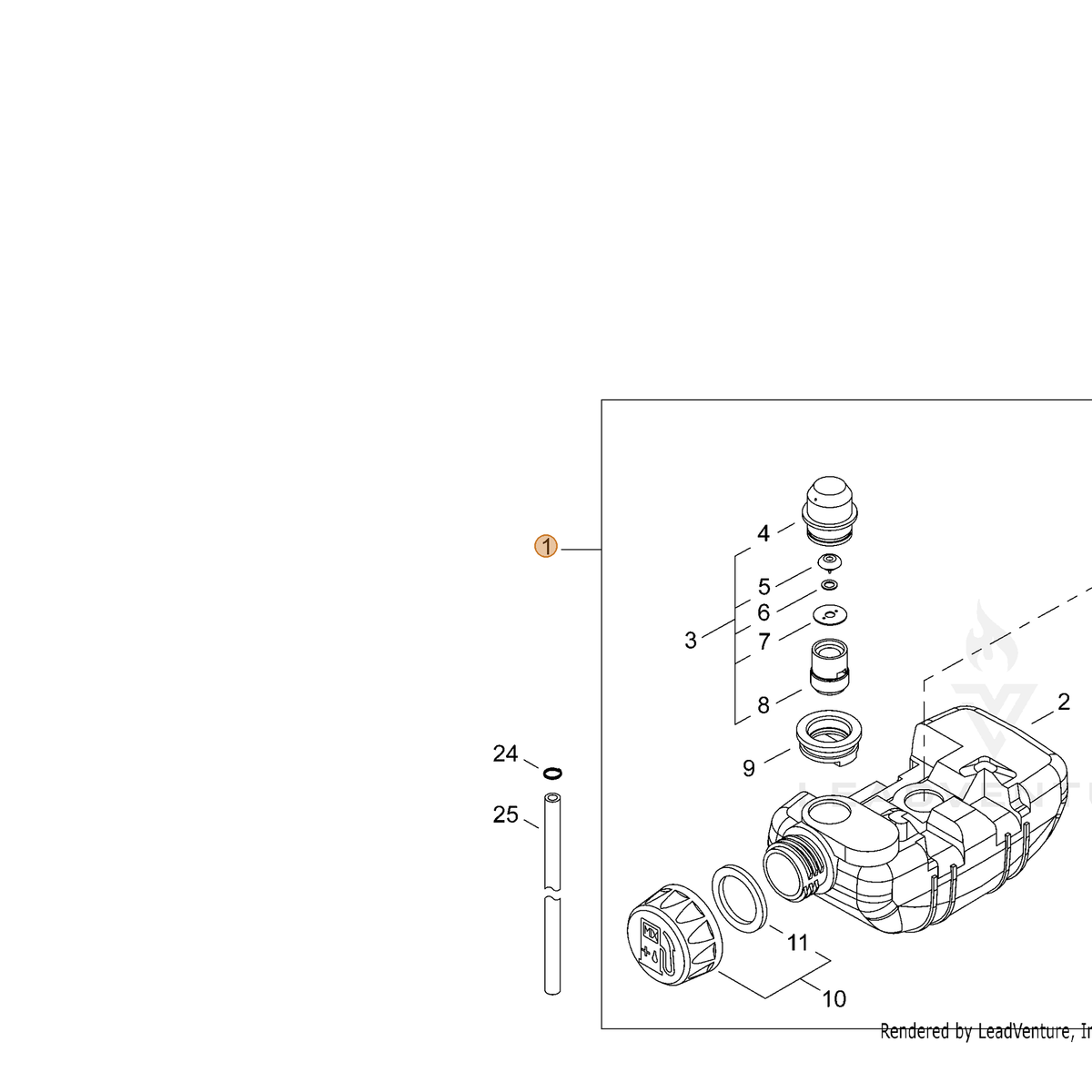 Echo part P021017872 — IPL diagram snippet (6x zoom, amber highlight)