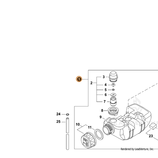 Echo part P021018002 — IPL diagram snippet (6x zoom, amber highlight)