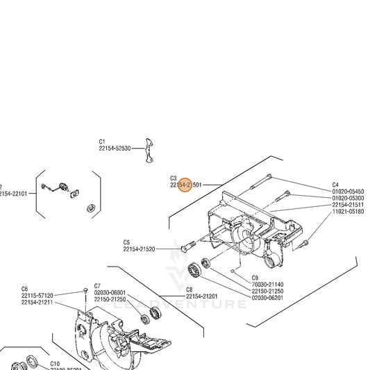 Echo part P021022011 — IPL diagram snippet (6x zoom, amber highlight)