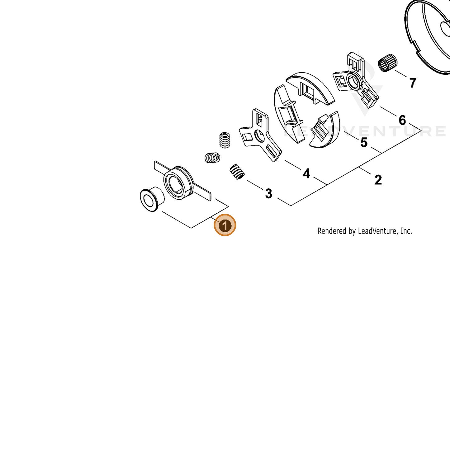 ECHO part P021023110 — IPL diagram snippet (6x zoom, amber highlight)