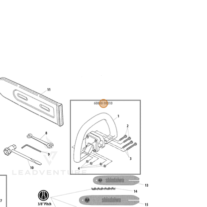 Echo part P021027490 — IPL diagram snippet (6x zoom, amber highlight)