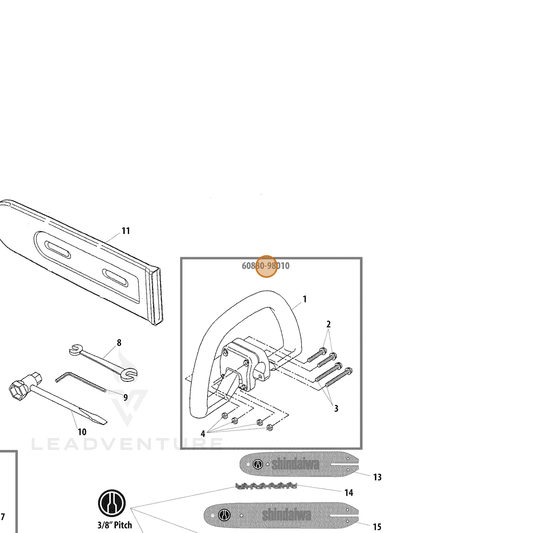 Echo part P021027490 — IPL diagram snippet (6x zoom, amber highlight)