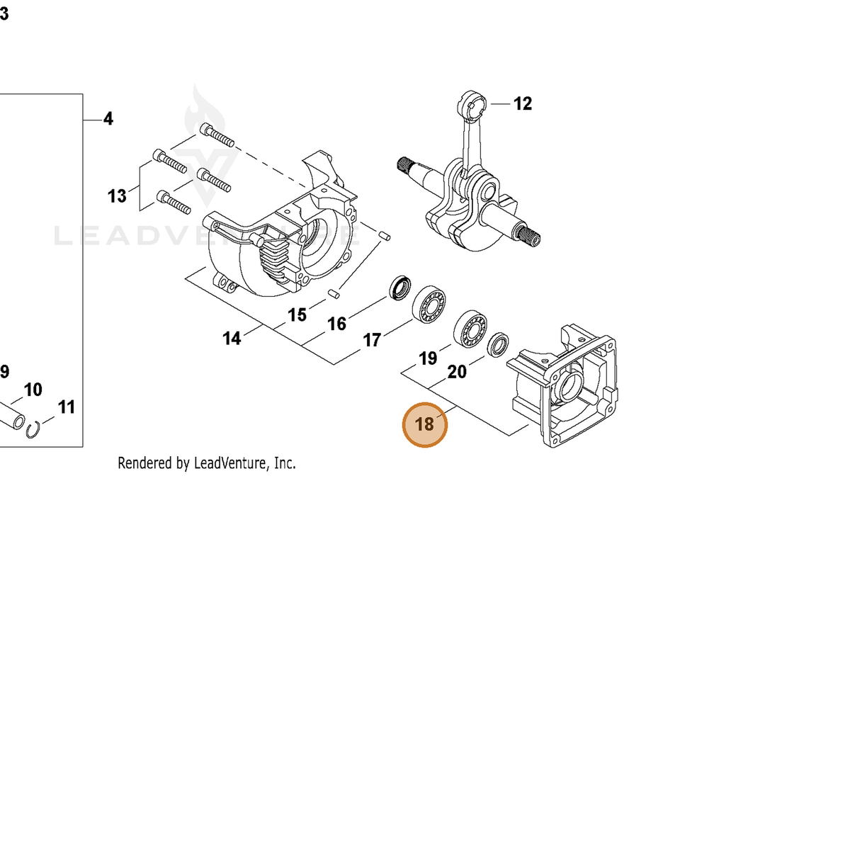 Echo part P021027911 — IPL diagram snippet (6x zoom, amber highlight)