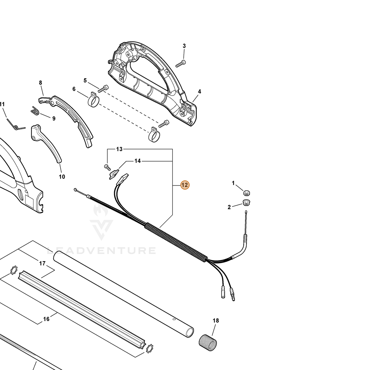 ECHO part P021033760 — IPL diagram snippet (6x zoom, amber highlight)