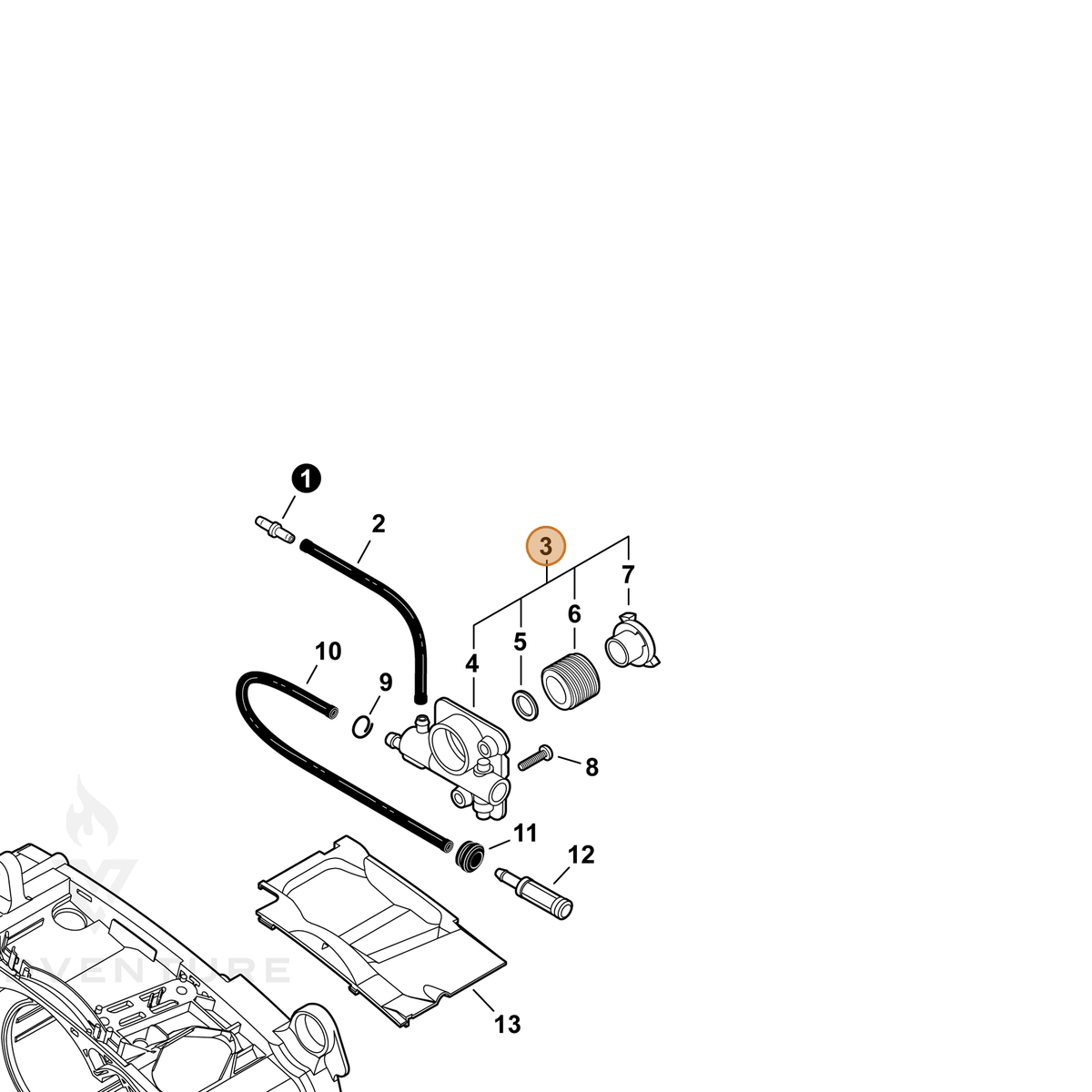 ECHO part P021033920 — IPL diagram snippet (6x zoom, amber highlight)