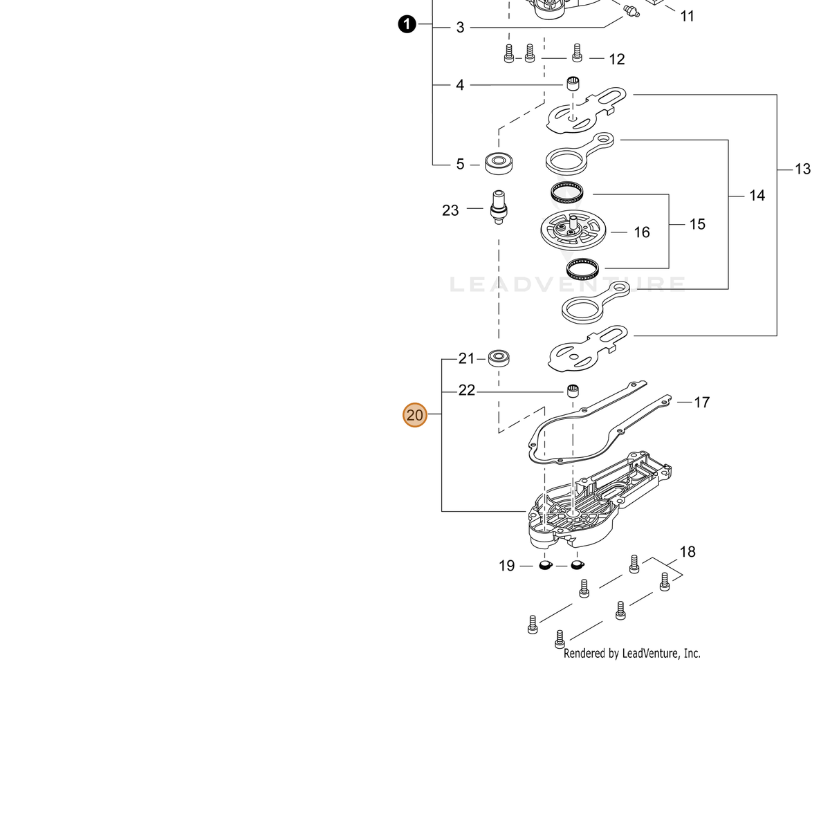 ECHO part P021034241 — IPL diagram snippet (6x zoom, amber highlight)