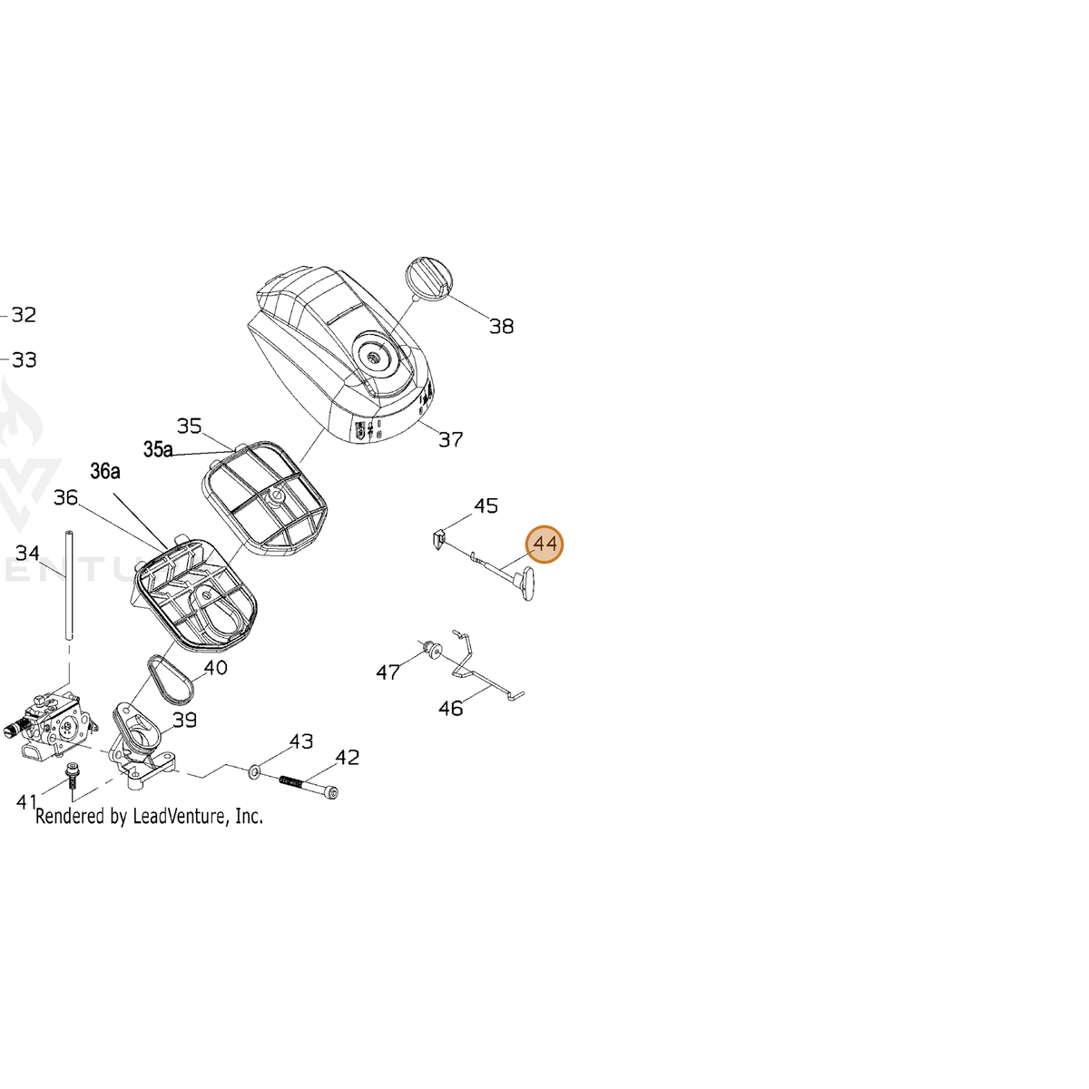 ECHO part P021034730 — IPL diagram snippet (6x zoom, amber highlight)