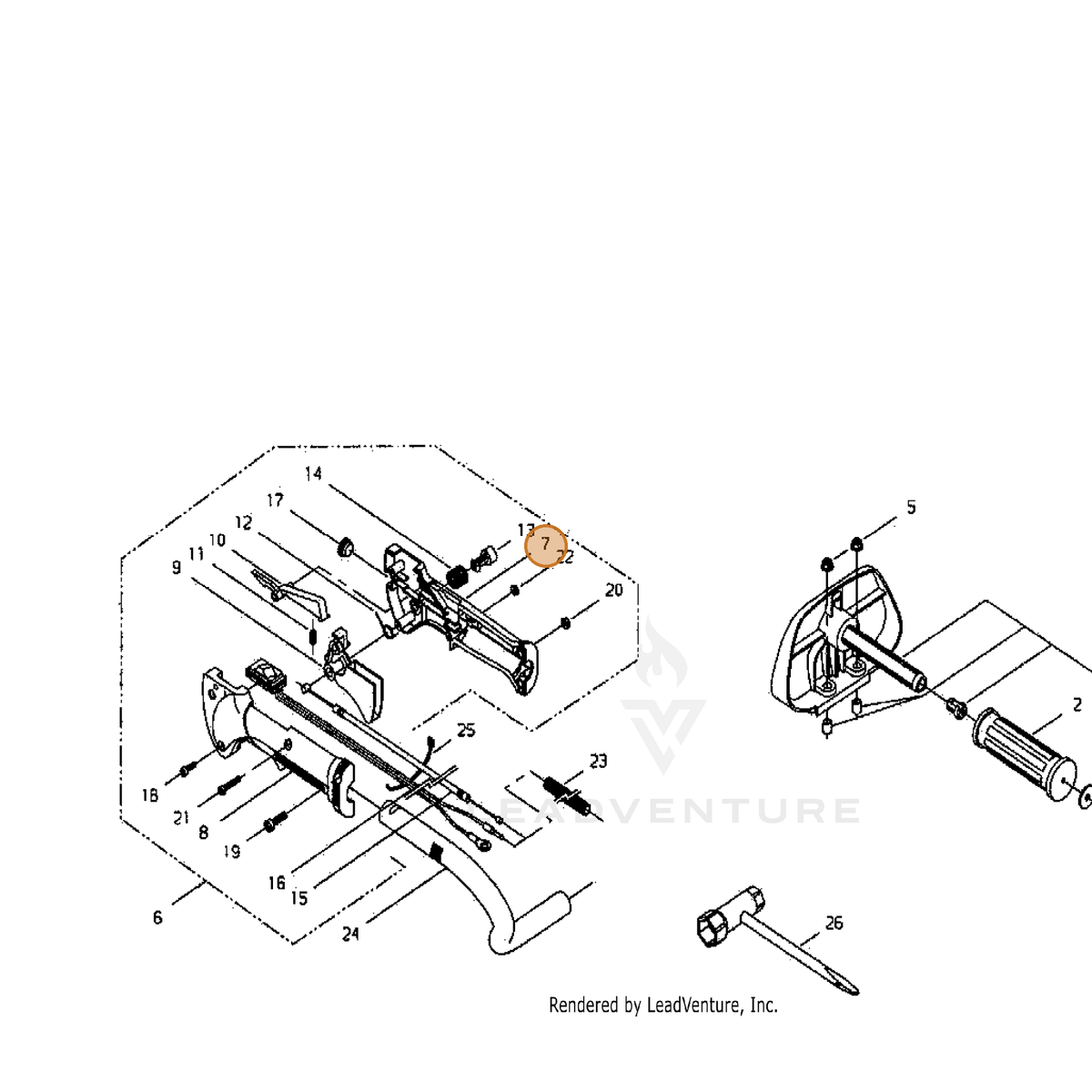ECHO part P021035600 — IPL diagram snippet (6x zoom, amber highlight)