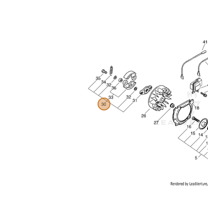 ECHO part P021035610 — IPL diagram snippet (6x zoom, amber highlight)