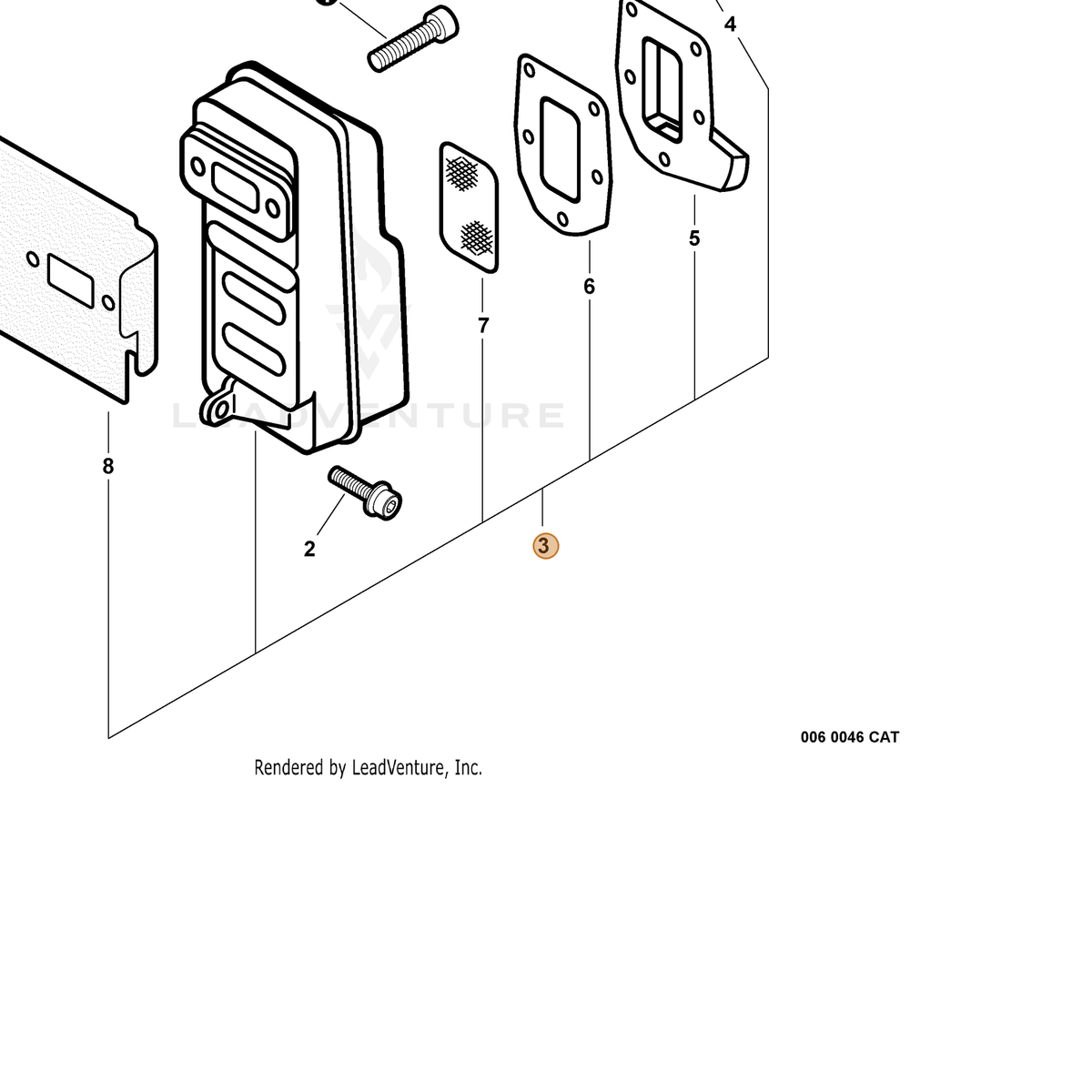 ECHO part P021035850 — IPL diagram snippet (6x zoom, amber highlight)