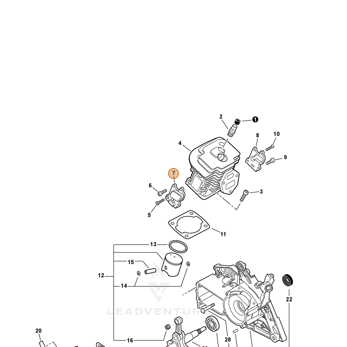 ECHO part P021036660 — IPL diagram snippet (6x zoom, amber highlight)
