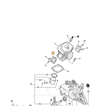 ECHO part P021036660 — IPL diagram snippet (6x zoom, amber highlight)