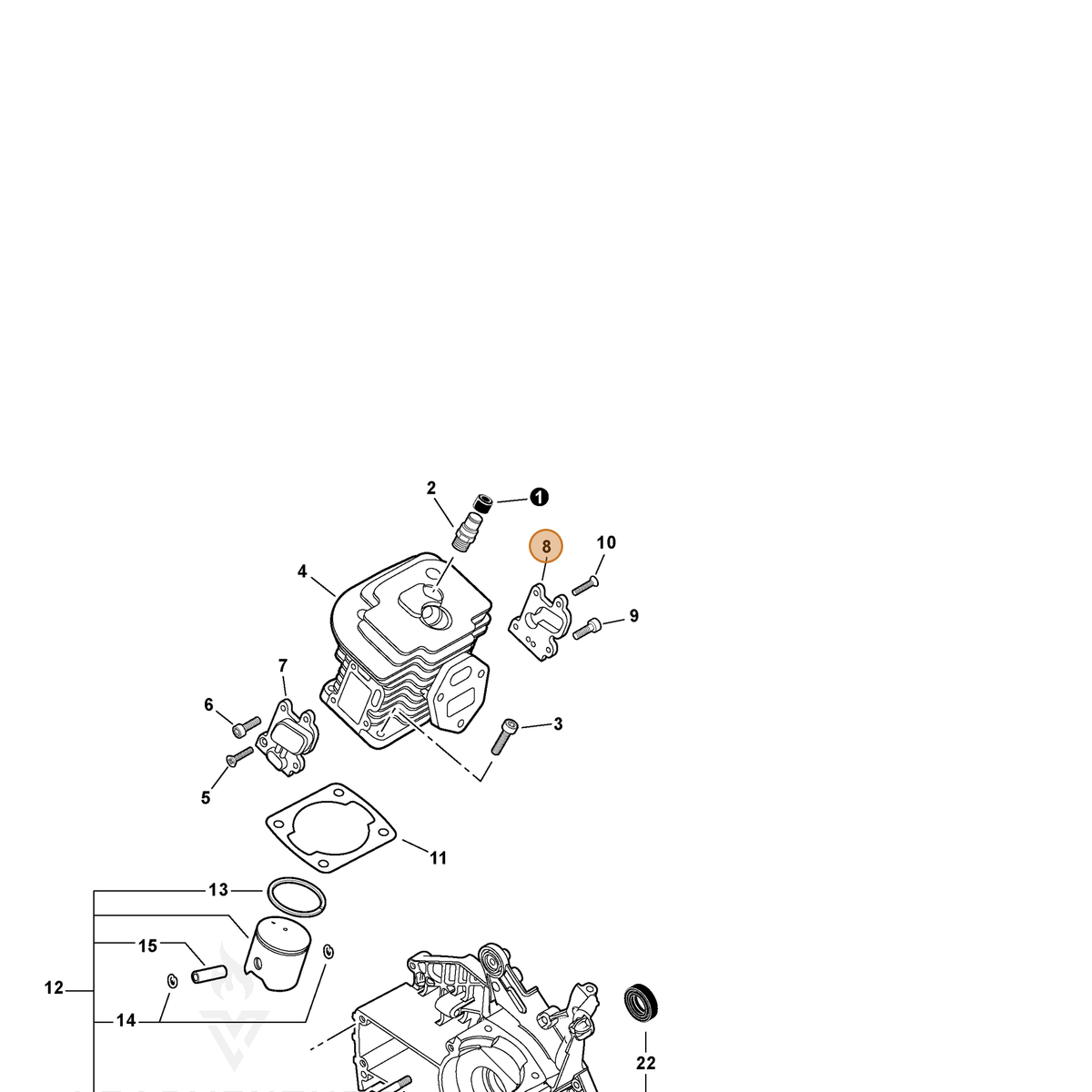 ECHO part P021036670 — IPL diagram snippet (6x zoom, amber highlight)