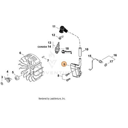 ECHO part P021036741 — IPL diagram snippet (6x zoom, amber highlight)