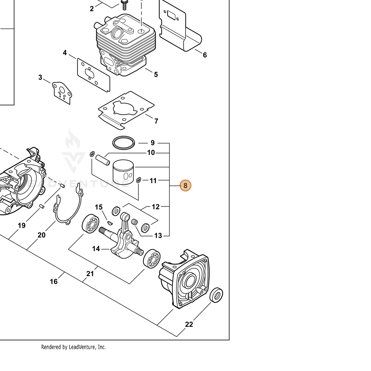 ECHO part P021037310 — IPL diagram snippet (6x zoom, amber highlight)