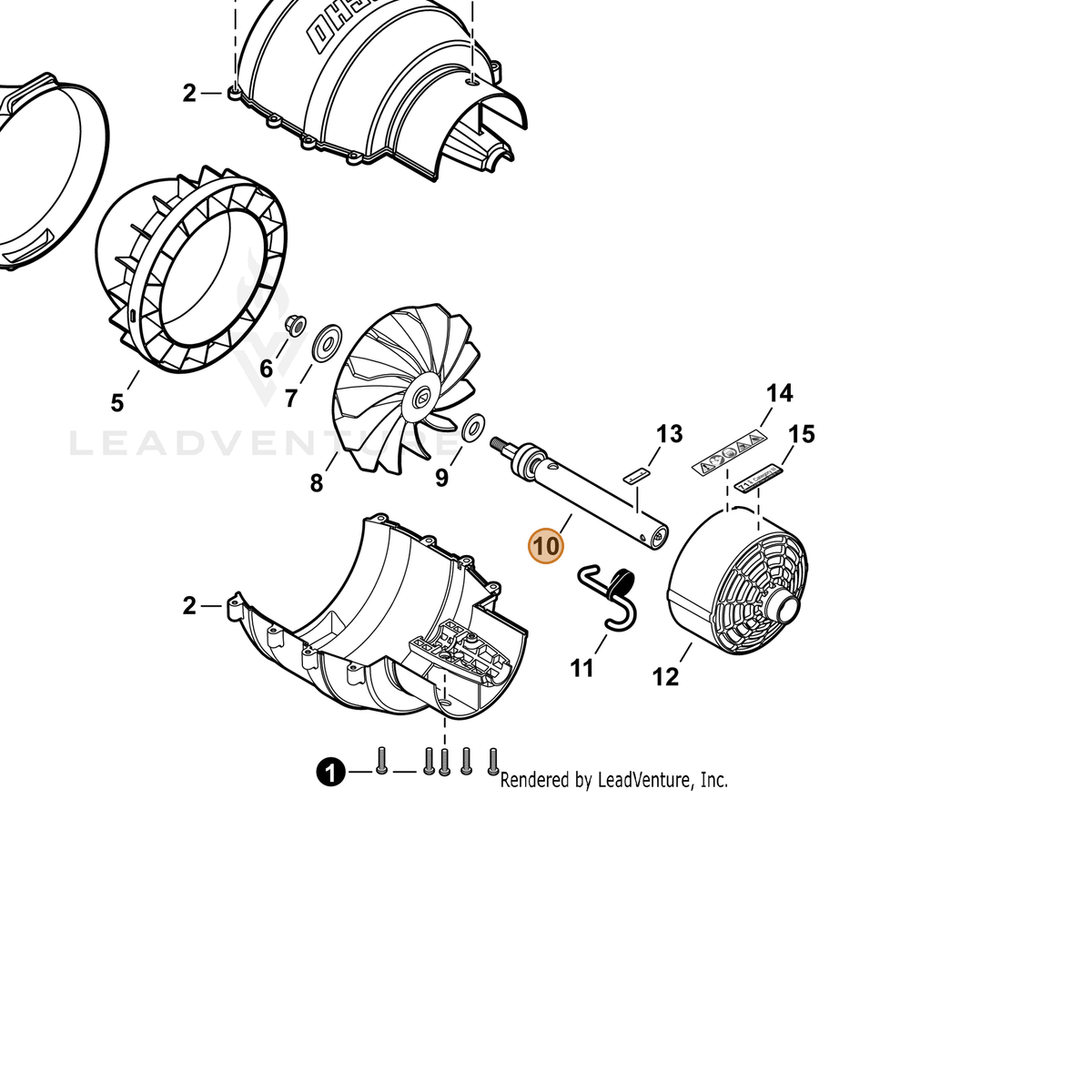 ECHO part P021037480 — IPL diagram snippet (6x zoom, amber highlight)