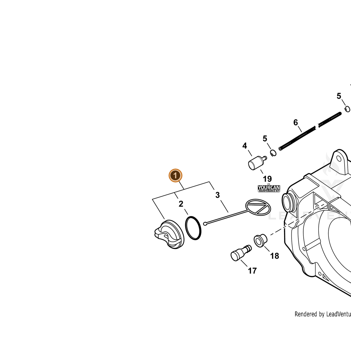 ECHO part P021038080 — IPL diagram snippet (6x zoom, amber highlight)